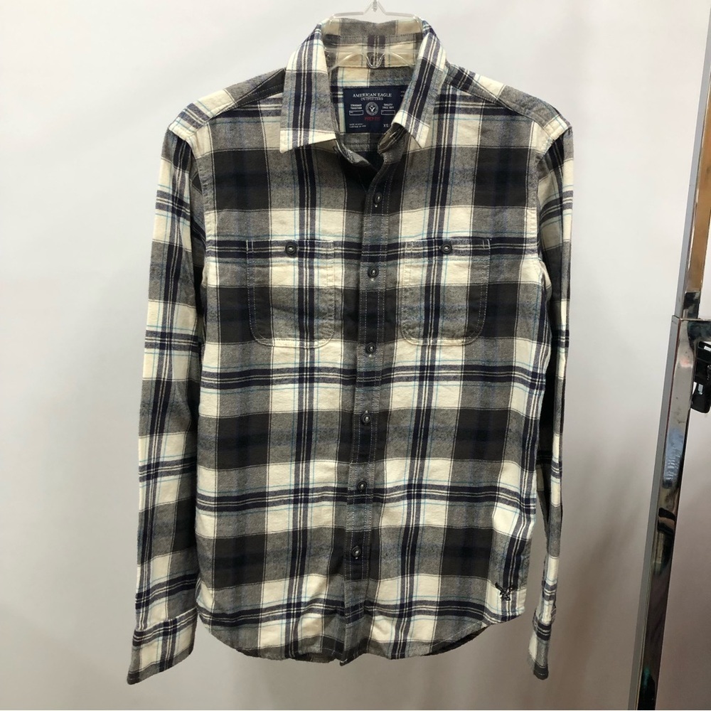 American Eagle Outfitters boys prep fit button down shirt XS/TP flannel feel